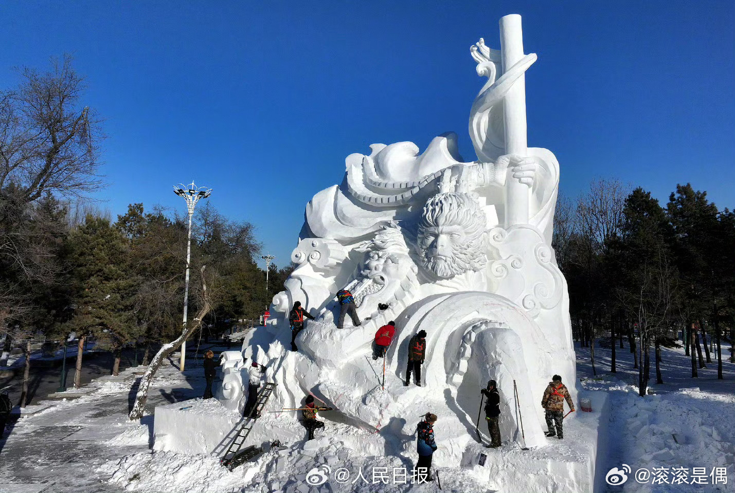 黑龙江黑悟空雪雕修复后苹果肌变小