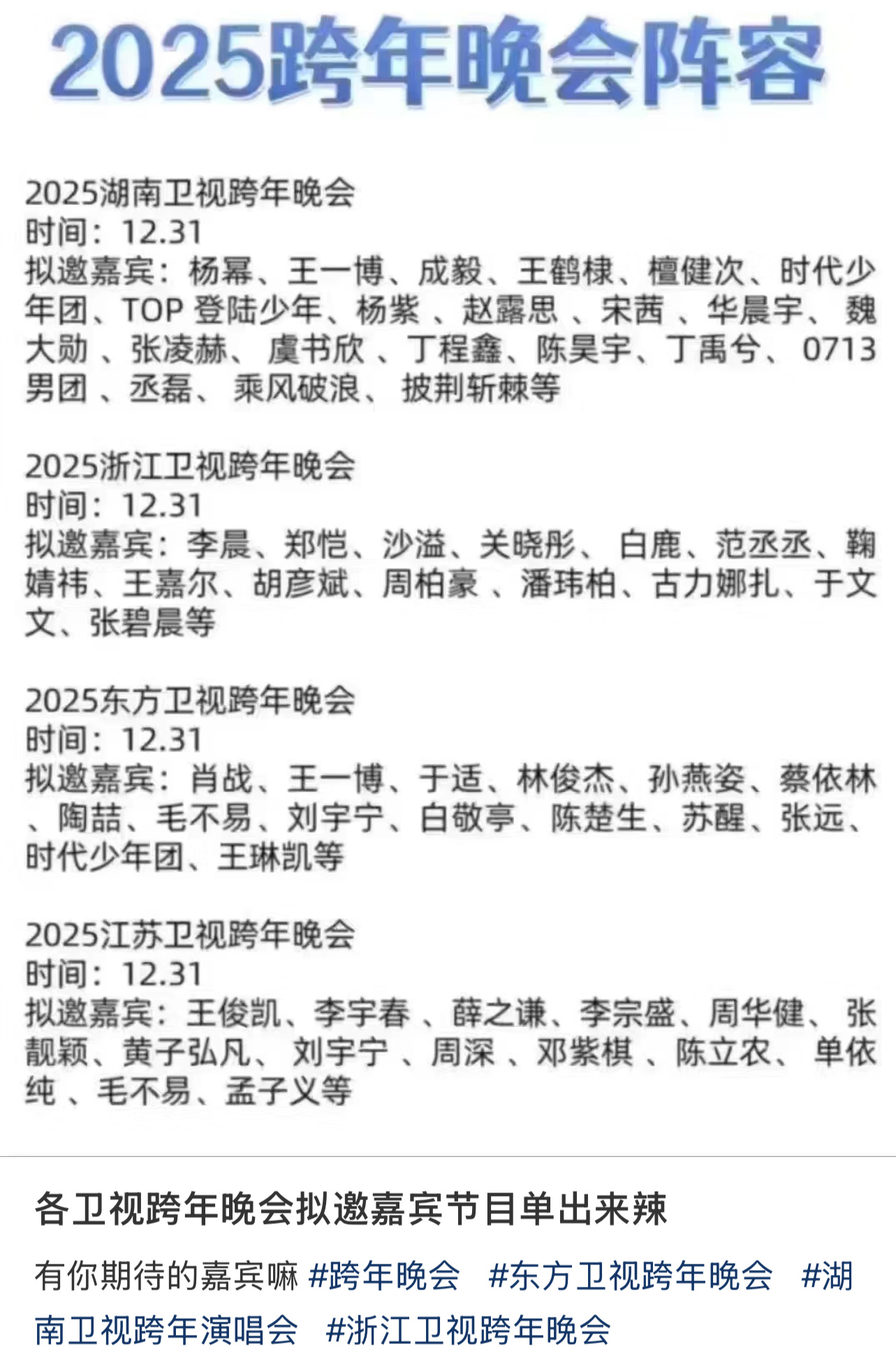 北京2025年跨年晚会全阵容官宣，星光璀璨迎新年