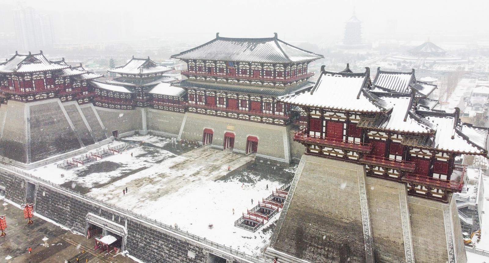 洛阳城内雪景醉人