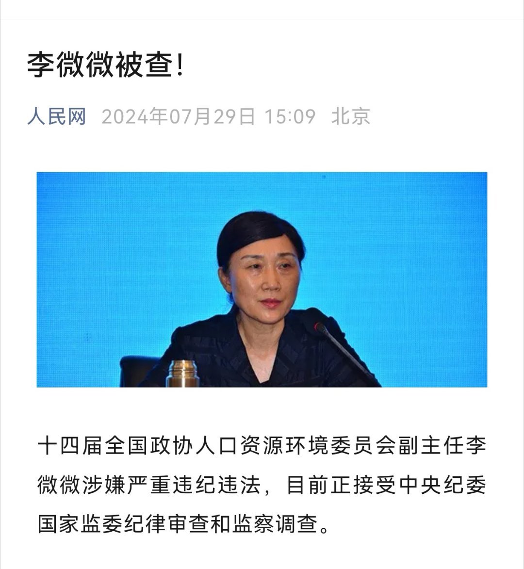 正部级李微微被双开背后的故事与反思