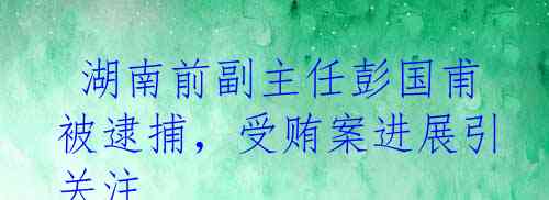 彭国甫涉嫌受贿逾亿，深度剖析事件内幕